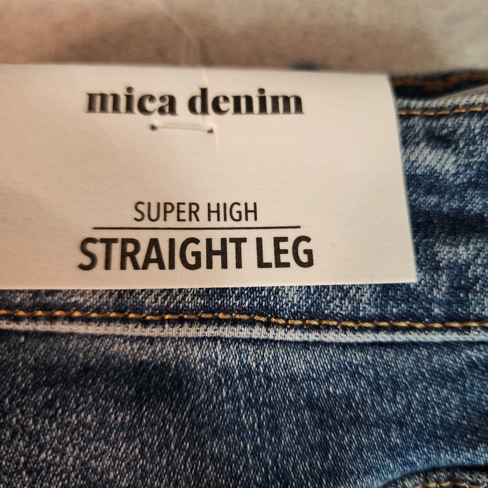 MICA Women's Super High Straight Leg Jeans - Blue. NWT - Picture 8 of 14